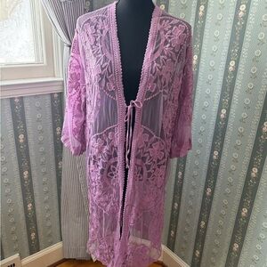 Swimsuit Coverup Lavender Purple Lace Sheer Design NWT